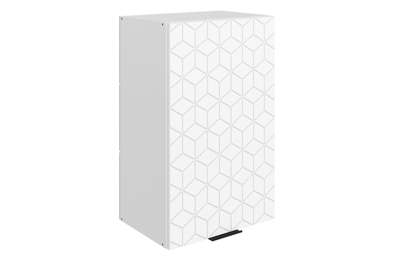 Стоун Шкаф навесной L450 Н720 (1 дв. гл.) с фрезеровкой (белый/джелато софттач)