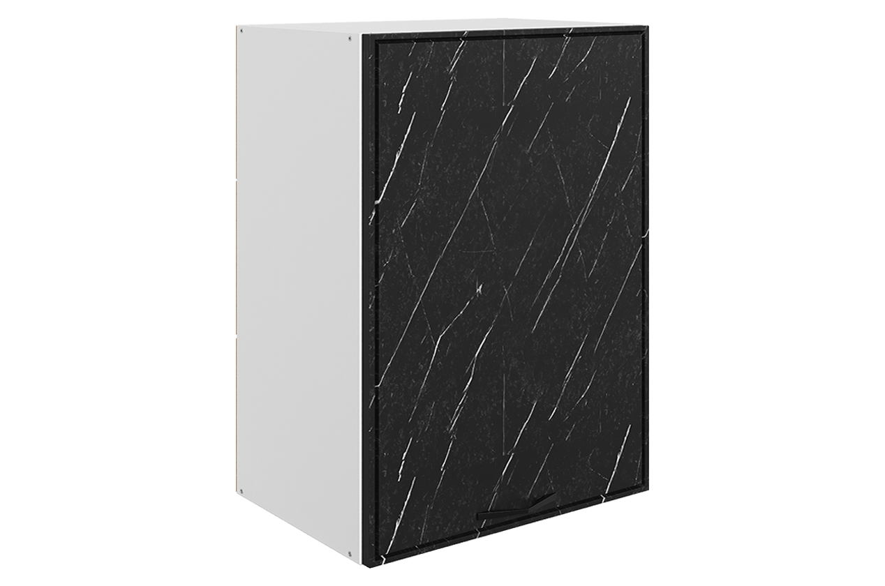 Монако Шкаф навесной L500 Н720 (1 дв. гл.) (белый/мрамор блэкберн матовый)