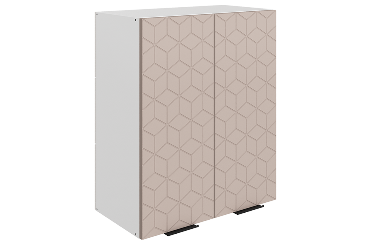 Стоун Шкаф навесной L600 Н720 (2 дв. гл.) с фрезеровкой (белый/грей софттач)