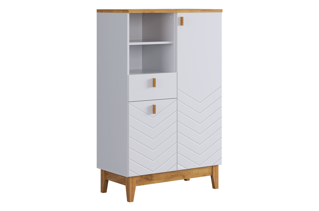 Комод 2 Хюгге (белое дерево/дуб крафт золотой/белый матовый)