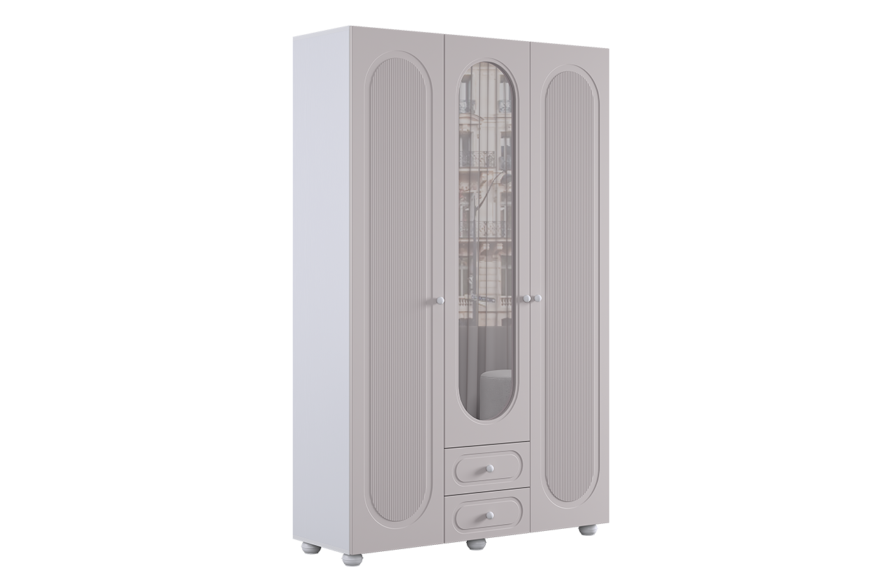 Милана Шкаф трехдверный (белое дерево/сакура)