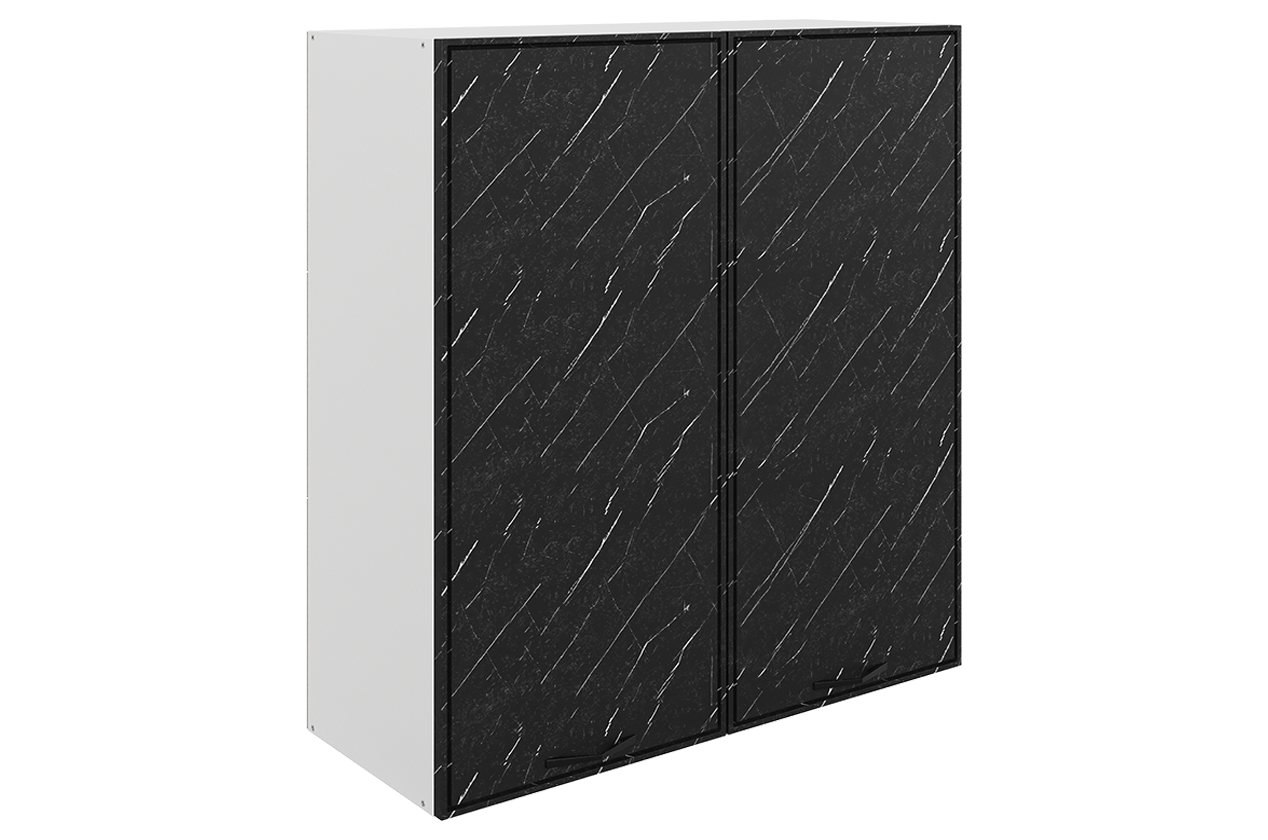 Монако Шкаф навесной L800 Н900 (2 дв. гл.) (белый/мрамор блэкберн матовый)