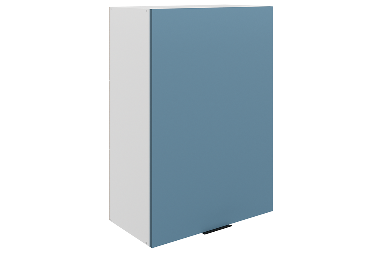 Стоун Шкаф навесной L600 Н900 (1 дв. гл.) (белый/изумруд софттач)