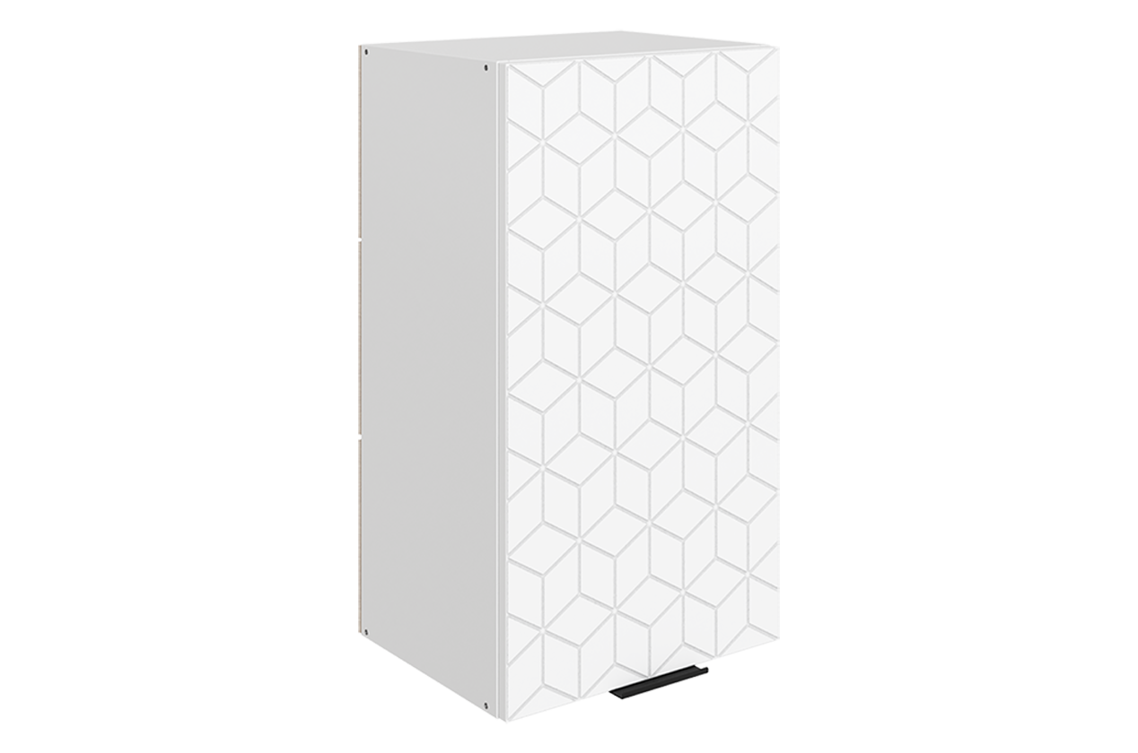 Стоун Шкаф навесной L400 Н720 (1 дв. гл.) с фрезеровкой (белый/джелато софттач)