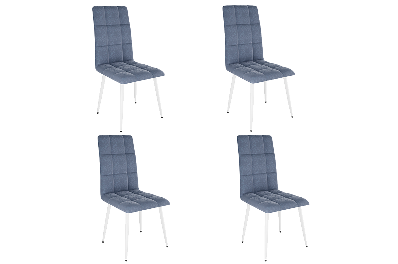 Набор стульев Турин 2 (4 шт.) (индиго (велюр)/белый)