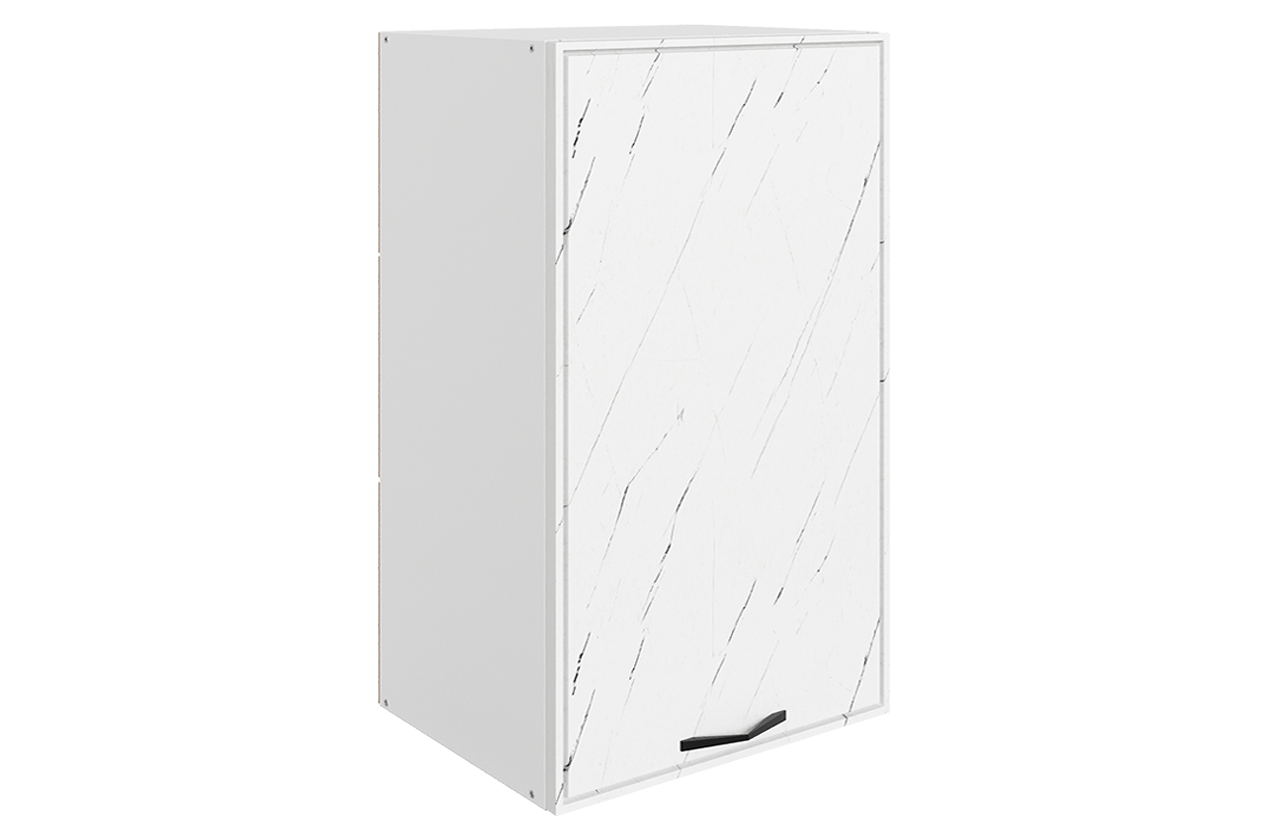 Монако Шкаф навесной L450 Н720 (1 дв. гл.) (белый/мрамор пилатус матовый)