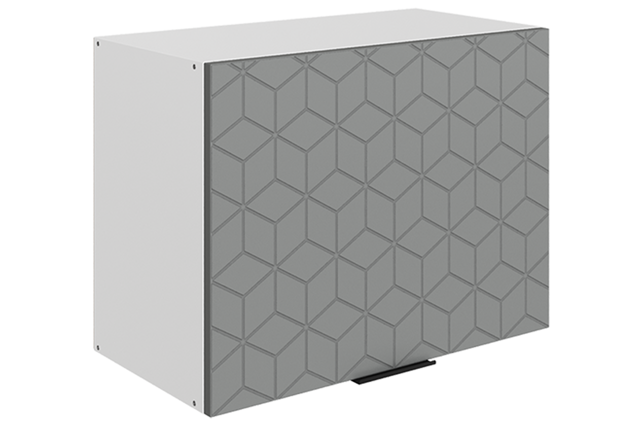 Стоун Шкаф навесной L600 Н450 (1 дв. гл. гориз.) с фрезеровкой (белый/оникс софттач)