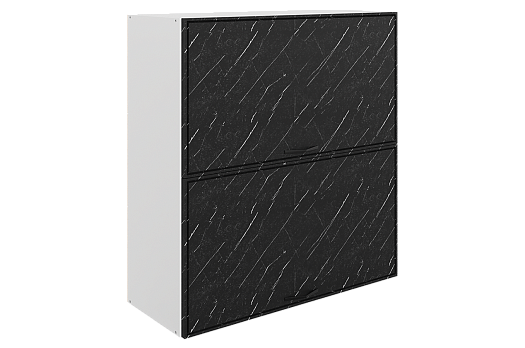 Монако Шкаф навесной L800 Н900 (2 дв. гл. гориз.) (белый/мрамор блэкберн матовый)