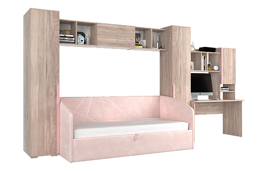 Комплект детской мебели Лайк К35 (дуб мария/роуз/нежно-розовый (велюр))