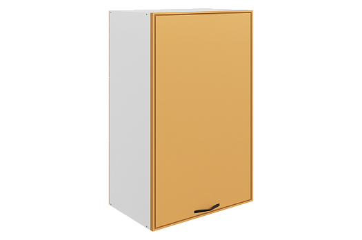 Монако Шкаф навесной L500 Н900 (1 дв. гл.) (белый/охра матовый)
