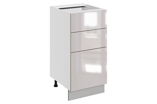 Кристи Шкаф рабочий L400 Старт (3ящ.) (эмаль) (белый/дымчатый глянец)