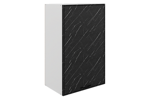 Монако Шкаф навесной L500 Н900 (1 дв. гл.) (белый/мрамор блэкберн матовый)