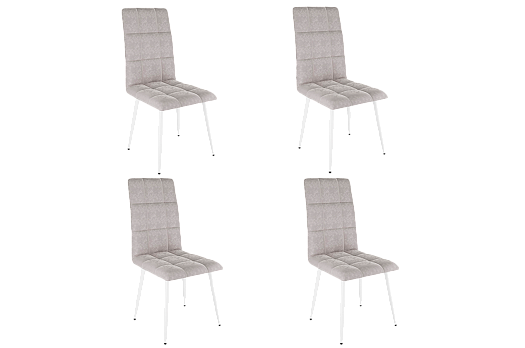 Набор стульев Турин 2 (4 шт.) (пепельный (велюр)/белый)