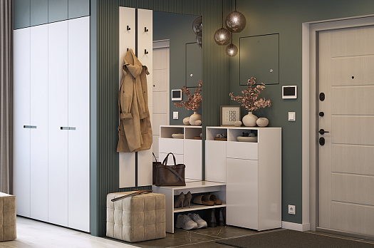 Прихожая "Мебельсон К41" (1370х780х2200) (белое дерево/белое дерево)