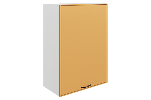 Монако Шкаф навесной L600 Н900 (1 дв. гл.) (белый/охра матовый)