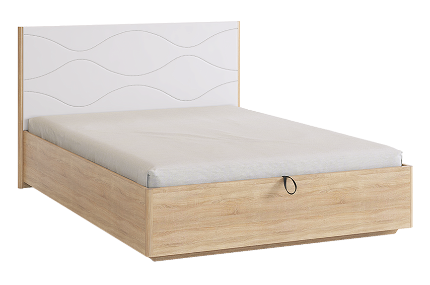 Зара Кровать с подъемным механизмом Люкс 140х200 см (дуб сонома/белый)