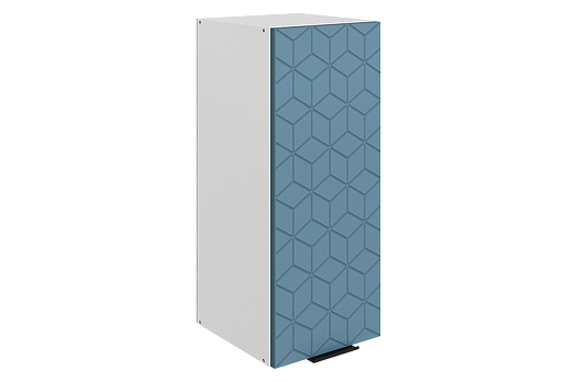 Стоун Шкаф навесной L300 Н720 (1 дв. гл.) с фрезеровкой (белый/изумруд софттач)