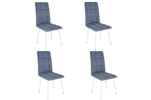 Набор стульев Турин 2 (4 шт.) (индиго (велюр)/белый)