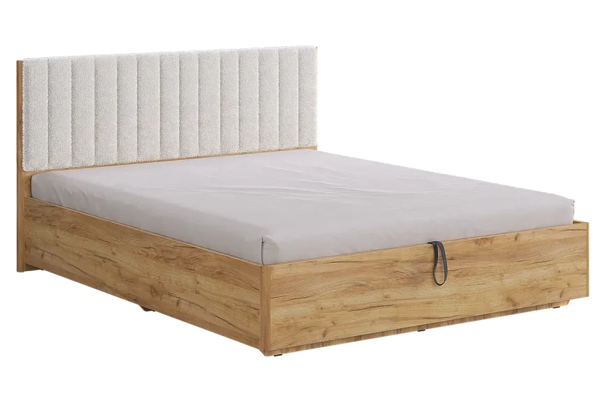 Кровать с подъемным механизмом Юлия 160х200 см (дуб крафт золотой/белый (плюш))